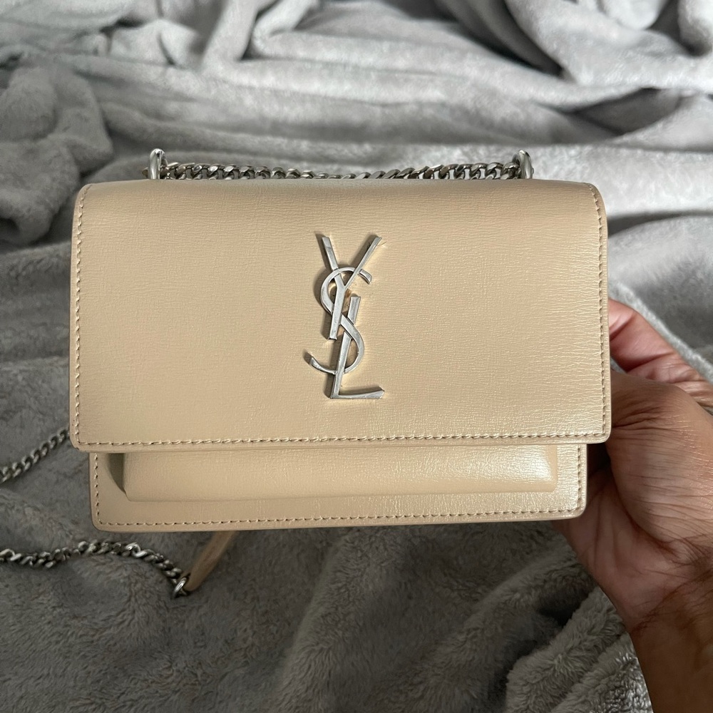 Mini Nude saint Laurent wallet on a chain
